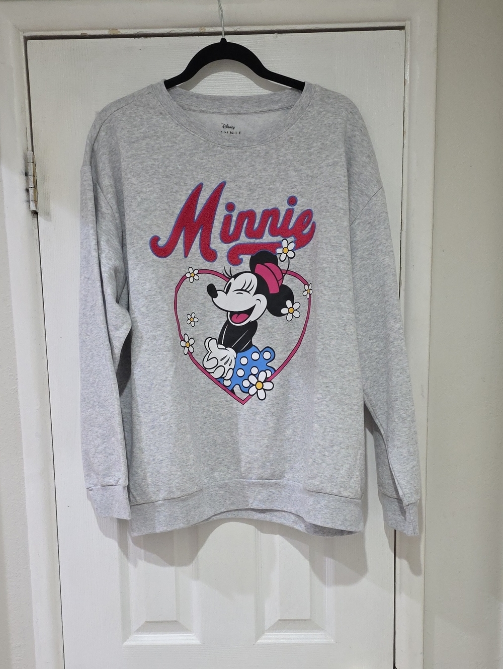 Disney Gray Minnie Sweatshirt with Pink & Blue